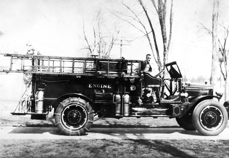 The 1921 Brockway was fitted with pneumatic tires and re-designated as Engine No. 3