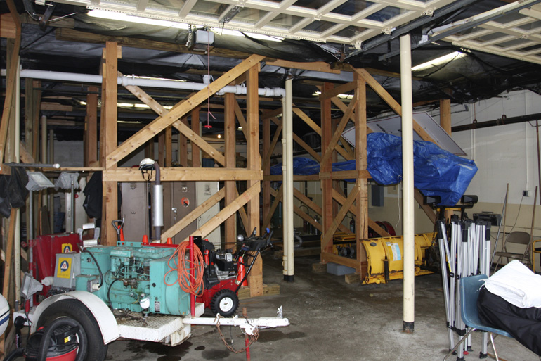 Center Fire Station floor bracing under the engine bays